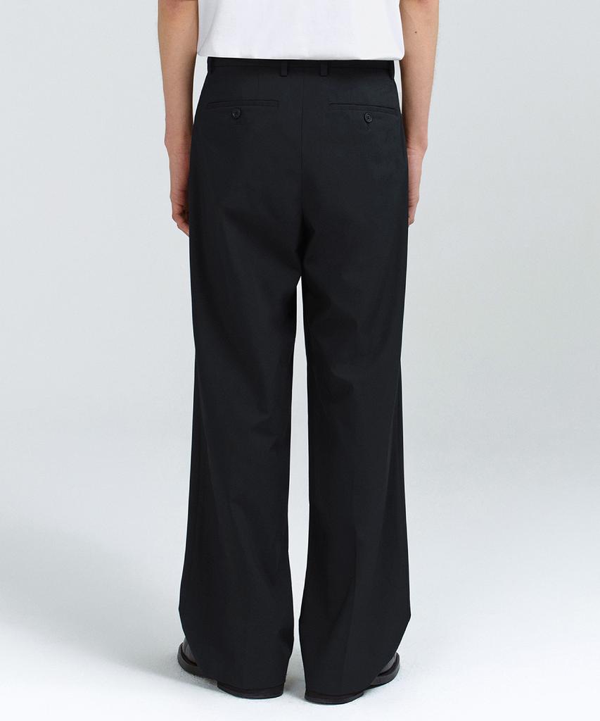 MUSINSA STANDARD [Cooltandard] Real Wide Hidden Banding Slacks [Black]