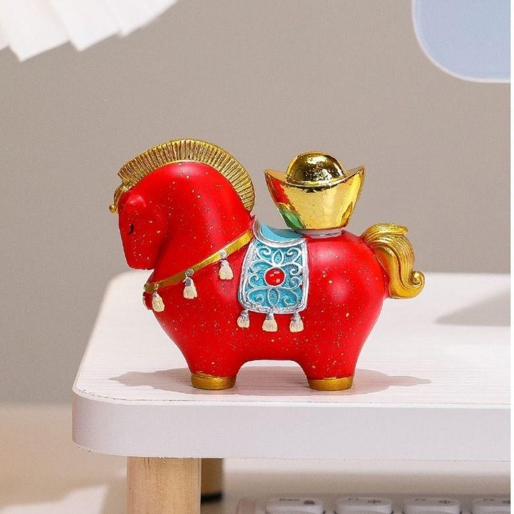 Resin Horse Miniature Horse Mascot Desktop Ornament 2026 Chinese New Year Horse Figurine Office