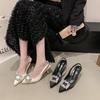 2025 New Fashion High Heel Shoes Women  Pointed Toe Shoes Dresses Sandals Summer Women Elegant Sex Appeal Rhinestone Sandal