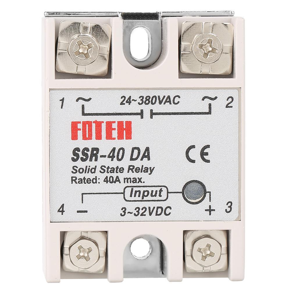 Single Phase -Ac State Relay Ssr-40Da 40A Input 3-32V Output 24-380V Ac