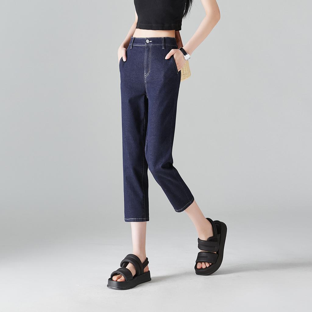 Summer thin high waisted jeans for women in 2025, fashionable and versatile, showing off thin and skinny legs, cropped pants