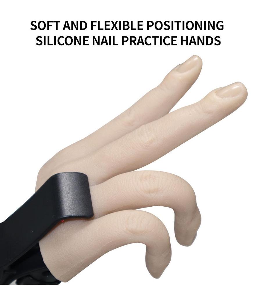 Professional Silicone Nail Practice Hand Model with Stand - Flexible Movable Fingers