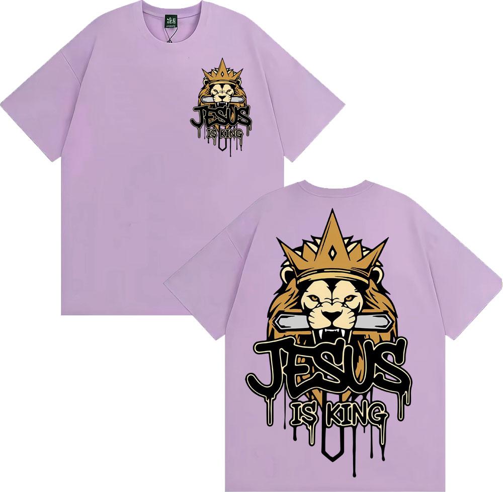 Jesus Is King Christian Graphic Tshirt Unisex WOMEN Clothing Fashion Summer Cotton Casual T Shirts Short Sleeve T Shirt Streetwear
