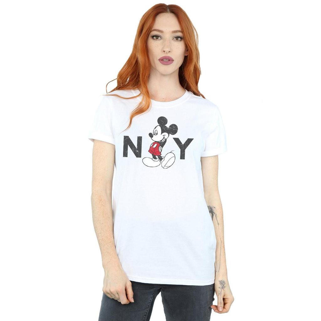Disney Womens/Ladies Mickey Mouse NY Cotton Boyfriend T-Shirt