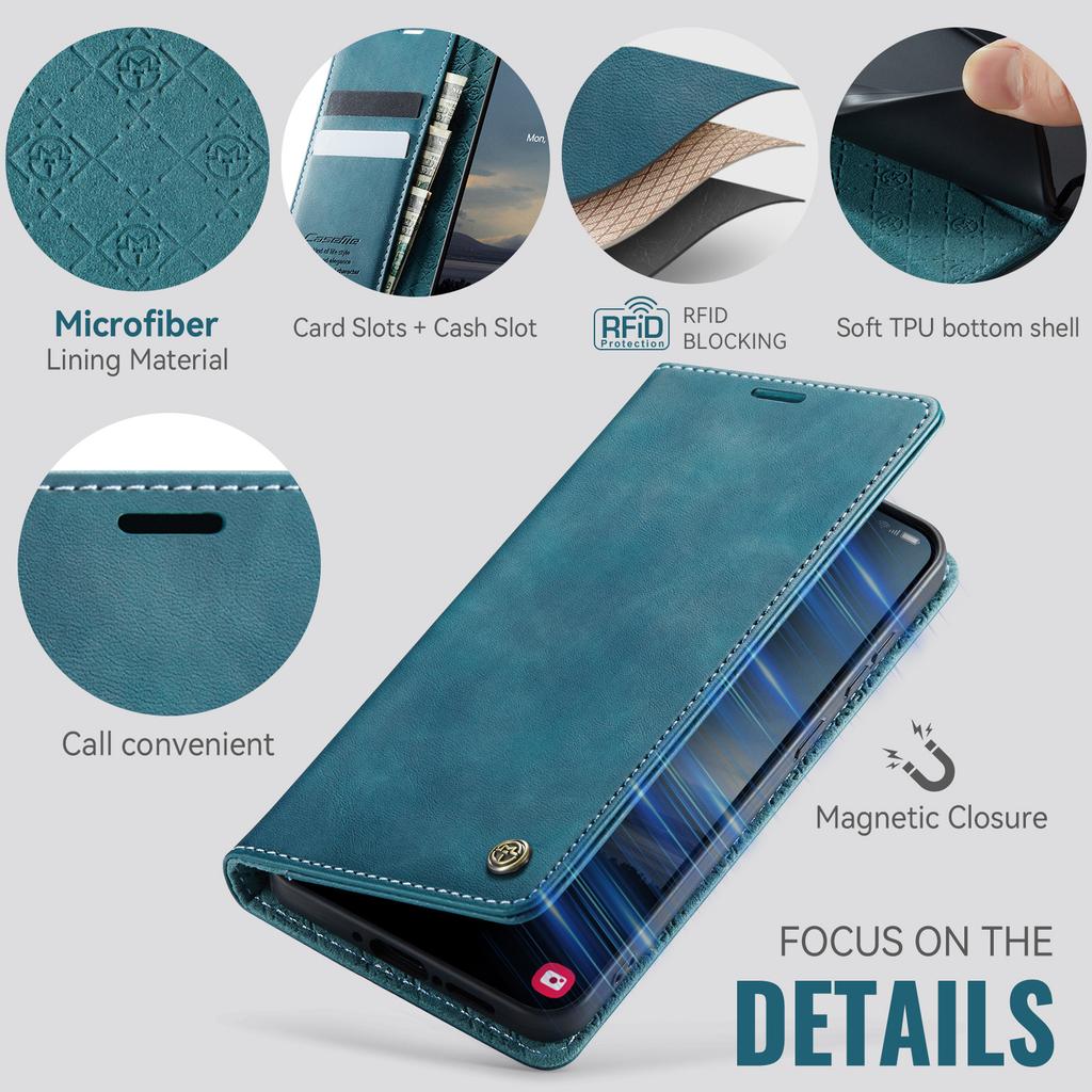 Для Samsung Galaxy A54 5G Чехол CASEME Серия 033 Блокировка RFID Кошелек-подставка Кожа с текстурой теленка Чехол для телефона