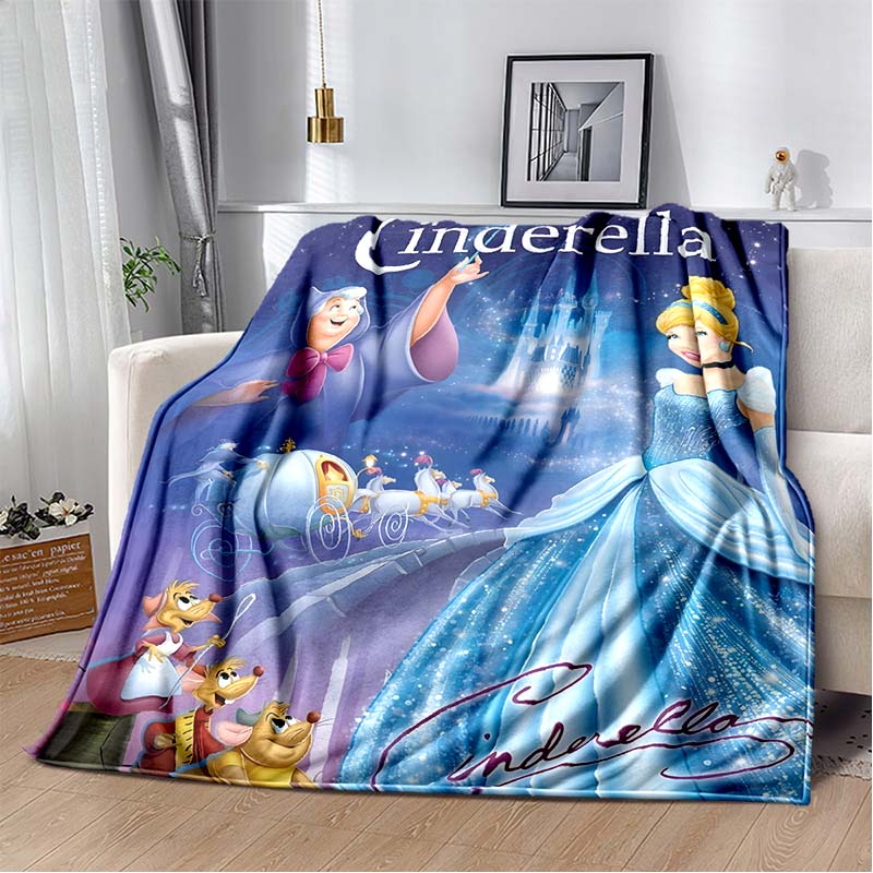 6 Sizes Princess Cinderella Cartoon Soft Flannel Fluffy Throw Camping Blanket for Children Sofa Throw Thin Blanket Female Gift