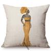 Traditional African Woman Cushion Cover, Elegant Style, Sofa Throw Pillow Case, Africa Exotic Cotton Linen, Home Decoration