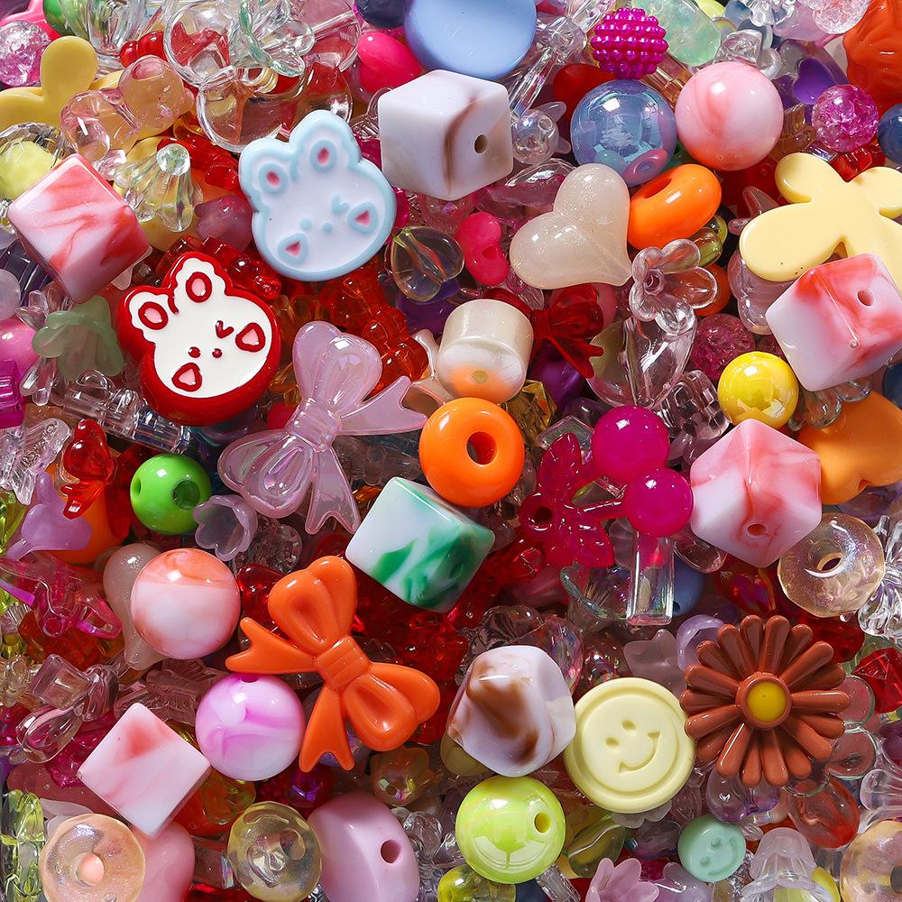 Acrylic 20g Mixed Bead Diy Mobile Phone Chain Accessories Hand-beaded Material Straight Hole Plastic Loose Bead Color Box