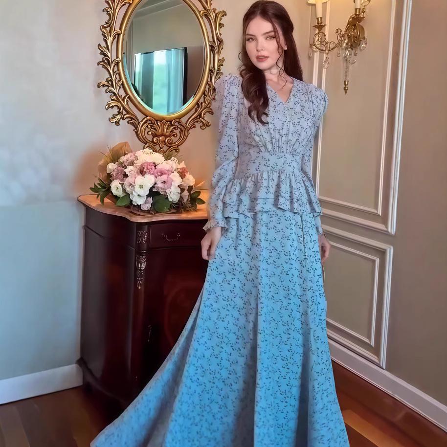 2025 Европейский и американский летний принт, утягивающий пояс для похудения, платье-рубашка