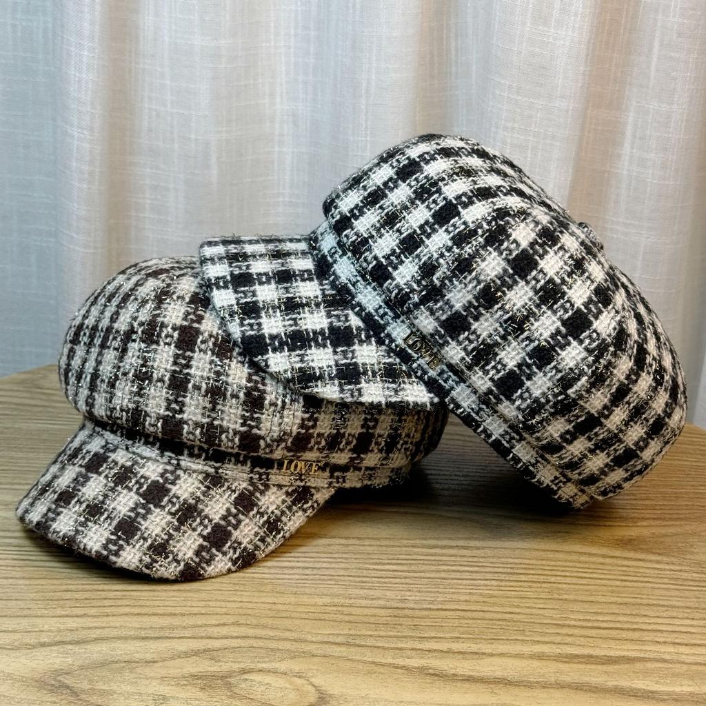 Модная шляпа для женщин Универсальная зимняя восьмиугольная шляпа для женщин с круглым лицом Весна и осень Теплая трендовая Корейский стиль Британский стиль