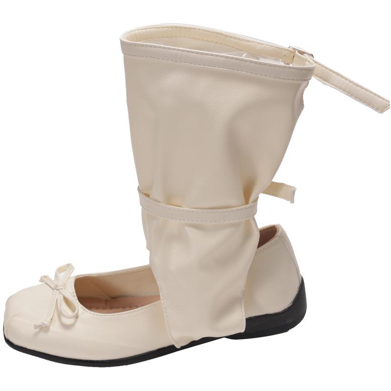 Балетная пряжка ремня 2025 новые крутые ботинки детские корейский нишевый дизайн летний бант плиссированные ботинки-гольфы