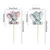 10pcs/set Elephant Cupcake Topper Pink/Blue Cake Toppers Paper Baby Shower Cakes Dessert Boy/Girl Birthday Parties Decoration