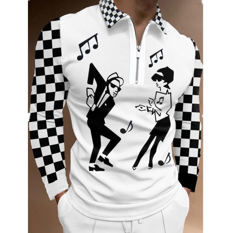 Spring Autumn Men Clothes Long Sleeve 3D Digital Print Sport Polo Shirt Men Lapel Golf Polo Shirt Tops