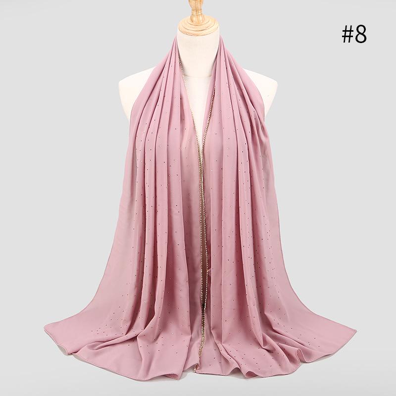 Lain Pearl Bubble Шифон Алмазный Стразы Шаль Шарф Высококачественный Мерцающий Бисер Повязка На Голову Обруч Фуляр Мусульманский Хиджаб Sjaal