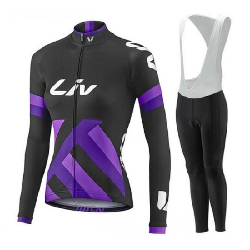 Womens Long Sleeve Cycling Jersey Set Breathable Tour De France Style Bike Riding Outfit