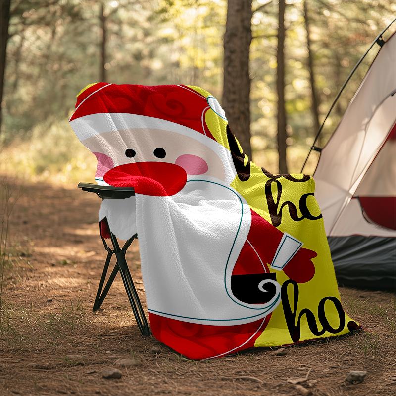 Christmas Santa Claus Theme Printed Blanket - Perfect for Couch, Bed, Travel & Outdoor Use | Machine Washable, Cozy & Durable.
