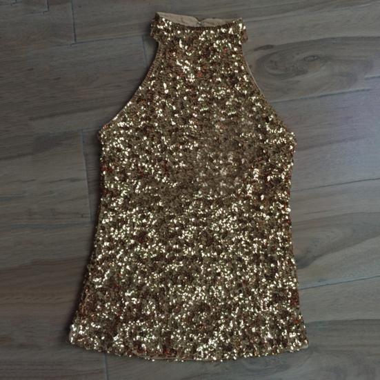 Женский топ с блестящими пайетками, с открытыми плечами, без рукавов, с бретелькой на шее, приталенный пуловер, сплошной цвет, сценическое выступление, клубный танцевальный топ, жилет