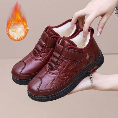 Зимние женские хлопковые ботинки 2025 года Нескользящие Удобные Хлопковые туфли для мам Плюс Бархатные Теплые Снежные ботинки