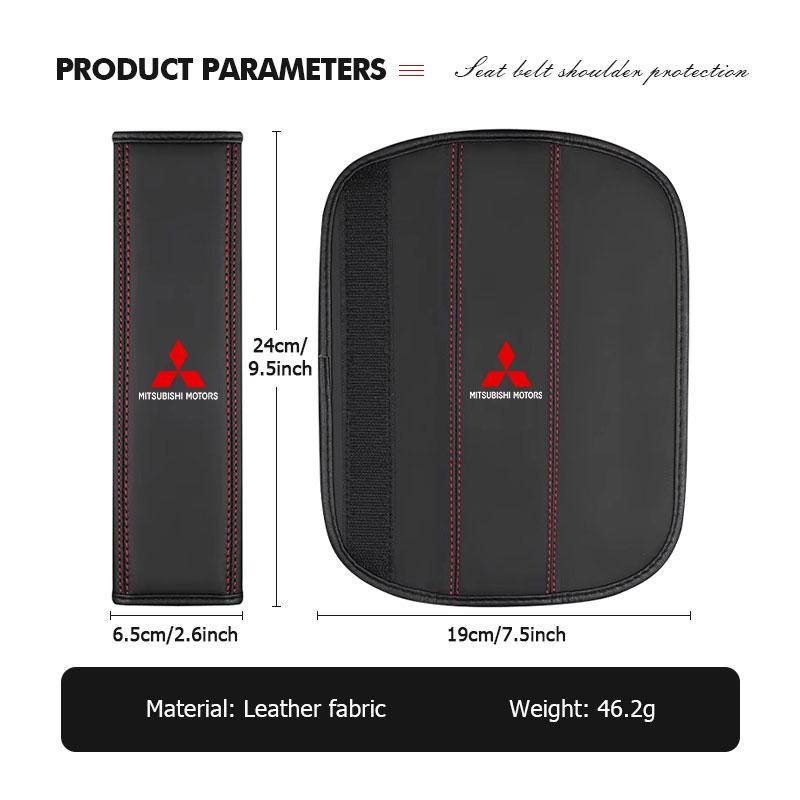 For Mitsubishi 1/2PCS Car Leather seat belt protective neck and shoulders cover Outlander Lancer L200 ASX Pajero Grandis Eclipse
