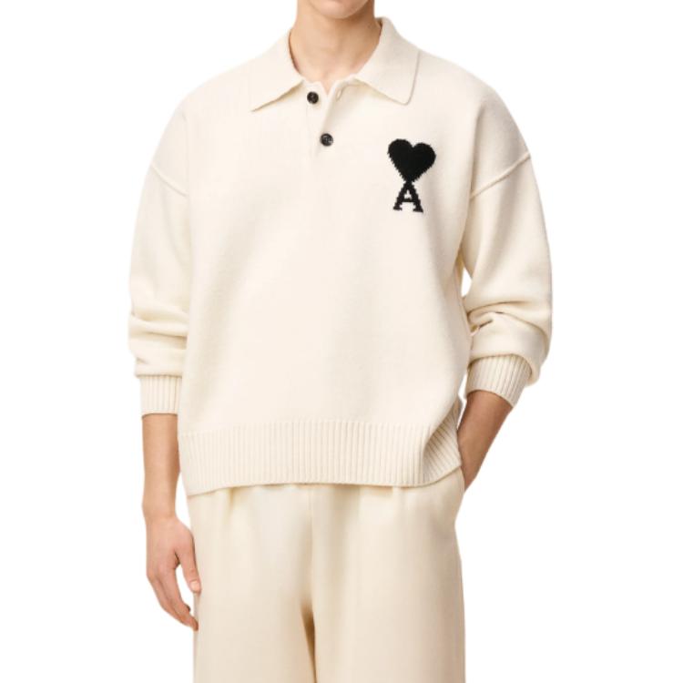 AMIPARIS Heart Logo Soft American Long Sleeve Polo Shirt Unisex tops UPL409-018-151