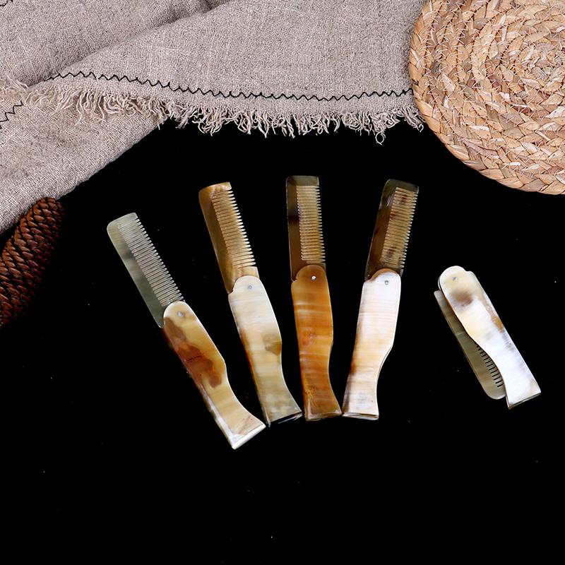 Расческа из рога яка складная карманная клипса для усов и бороды парикмахерские инструменты