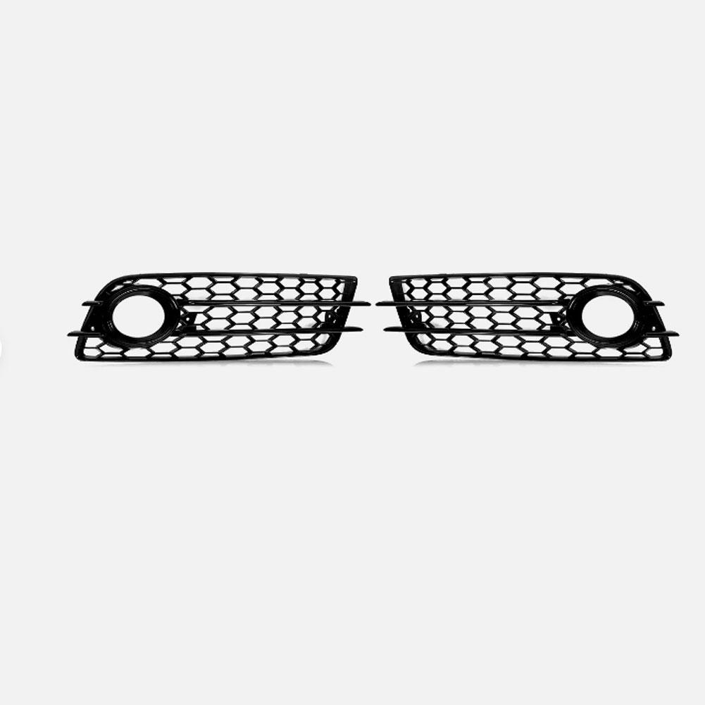1 Pair Honeycomb Front Fog Light Grille Cover Bezel Trim Frames Left And Right Side Compatible For A4 B8 S-Line 2008-2012 8K0807682C 8K0807681C