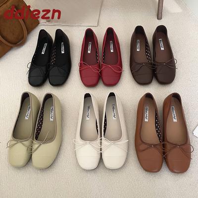 Модная женская обувь слипоны на плоской подошве с увеличивающей рост обувью женская неглубокая модная обувь балетки с бантом-бабочкой