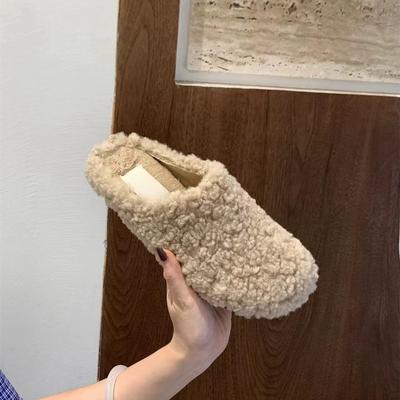 Пушистые туфли на толстой подошве, тапочки, женская обувь, верхняя одежда 2024 года, бархатная домашняя сумка, полуподдержка головы, одиночные туфли