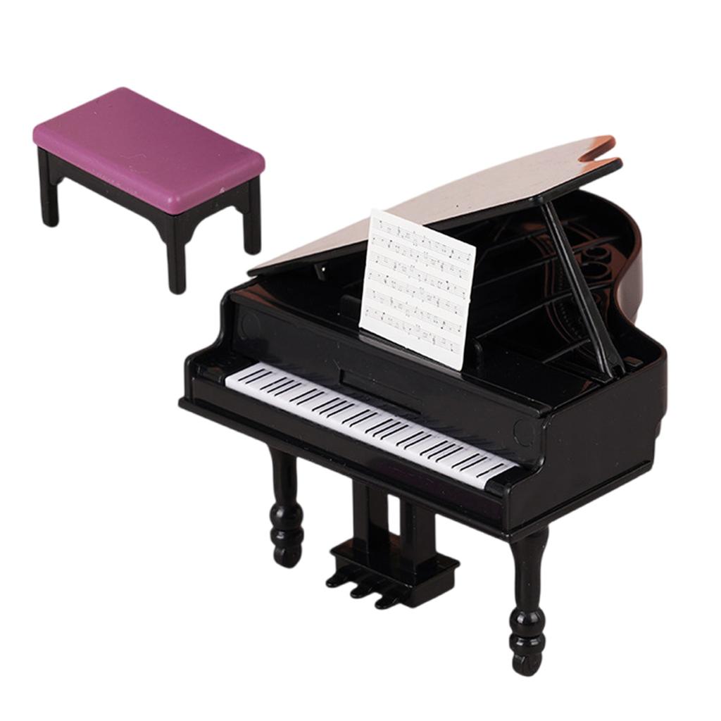 Piano Instrument Pretend Play for Kids Role Furniture Model Toy 1:12 Scale Vintage Piano Play Dollhouse