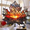 Maple Leaf Sun Catcher Sunset Hanging Decoration Stained Glass Style