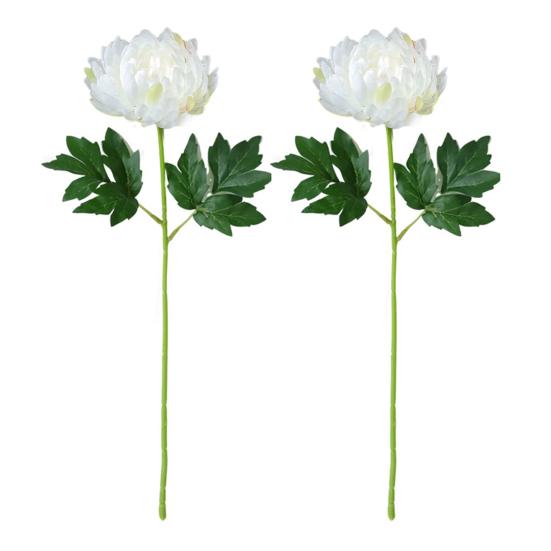 2 Pcs Artificial Chrysanthemum Stems Realistic Fake Chrysanthemum Faux Flower with Flexible Stem for Floral Arrangement Table Centerpiece