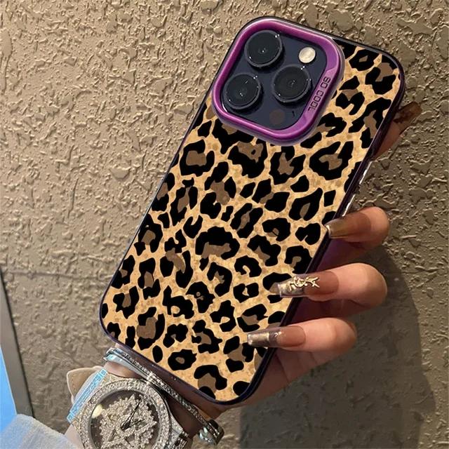 Коричневый леопардовый противоударный защитный чехол для телефона iPhone Max 15 14 13 12 11 Pro X XR XS 7 8 Plus защитное покрытие для линз