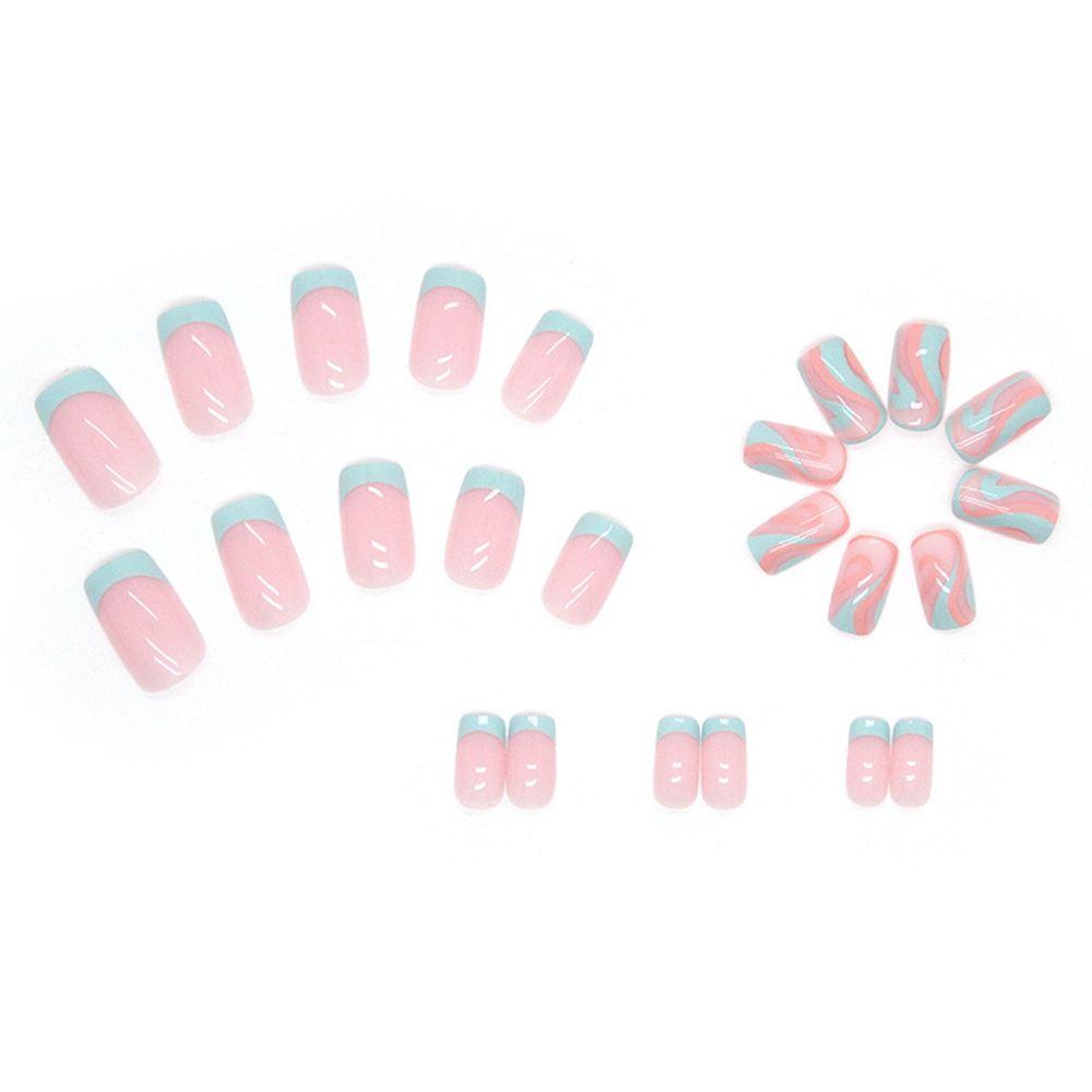 24pcs/Box French Artificial Full Cover Wearable Nail Tips Square Head False Nails Fake Nails