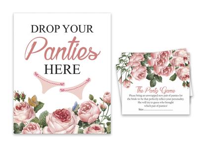 Inkdotpot Игра «Свадебный душ» 1 знак 30 карточек Белый цветочный девичник для девочек Вечеринка-девичник Сбросьте свои трусики