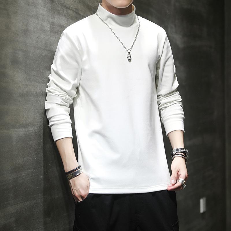 Мужская базовая футболка с полуворотником-стойкой, теплая футболка с длинным рукавом на осень и зиму, нижнее белье, двухсторонняя велюровая футболка, мужской топ