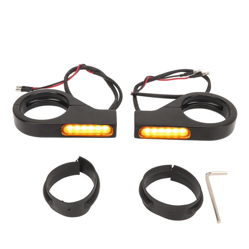 39-41MM Motorcycle ATV Front Fork Turning Signal Indicator Lights Amber Lighting Daytime Running Lamp for Honda Kawasaki Suzuki