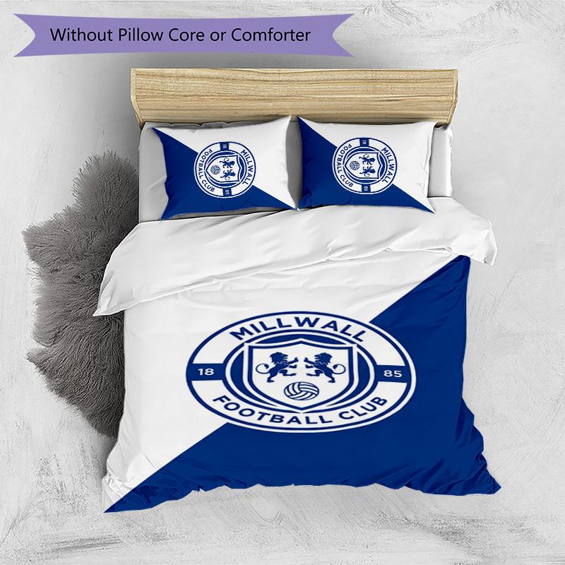 Millwall Football Printed 3 Pieces Bedding Set, Comfortable Skin Friendly Bedroom Duvet Cover Set