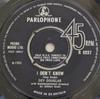 Пластинка 7 дюймов DEV DOUGLAS  I Dont Know  How Does It Feel  R5237 Parlophone 1965 UK Поп Б/у