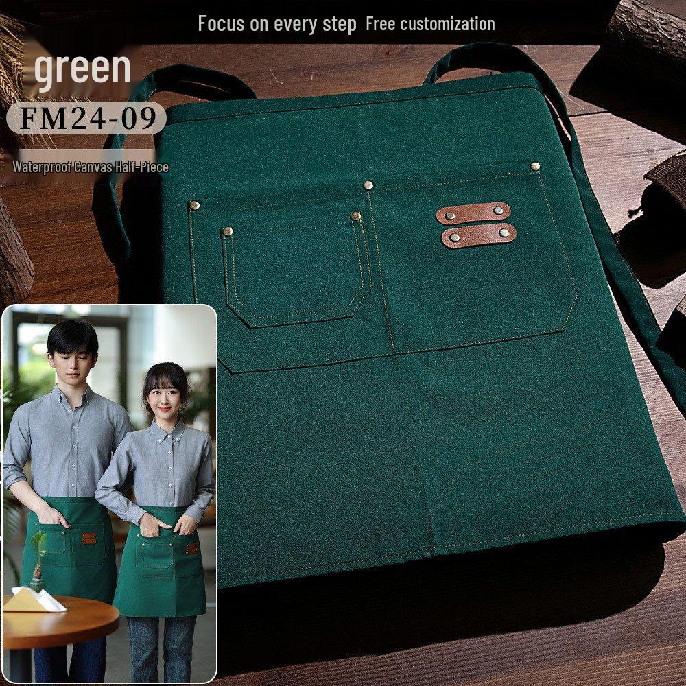 Fashionable Waterproof Canvas Half Apron - Breathable & Wear-Resistant for Work & Catering