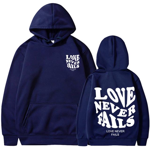Толстовки с буквенным принтом Love Never Fails, мужские/женские толстовки, черная осень, винтажные свободные топы в стиле Харадзюку, повседневные пуловеры