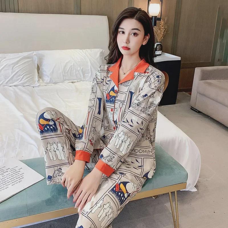 Пижама женская из чистого хлопка: Кардиган с длинными рукавами и кружевом, весна/осень, большие размеры, стиль 2025 года, подходит для ношения в помещении и на улице