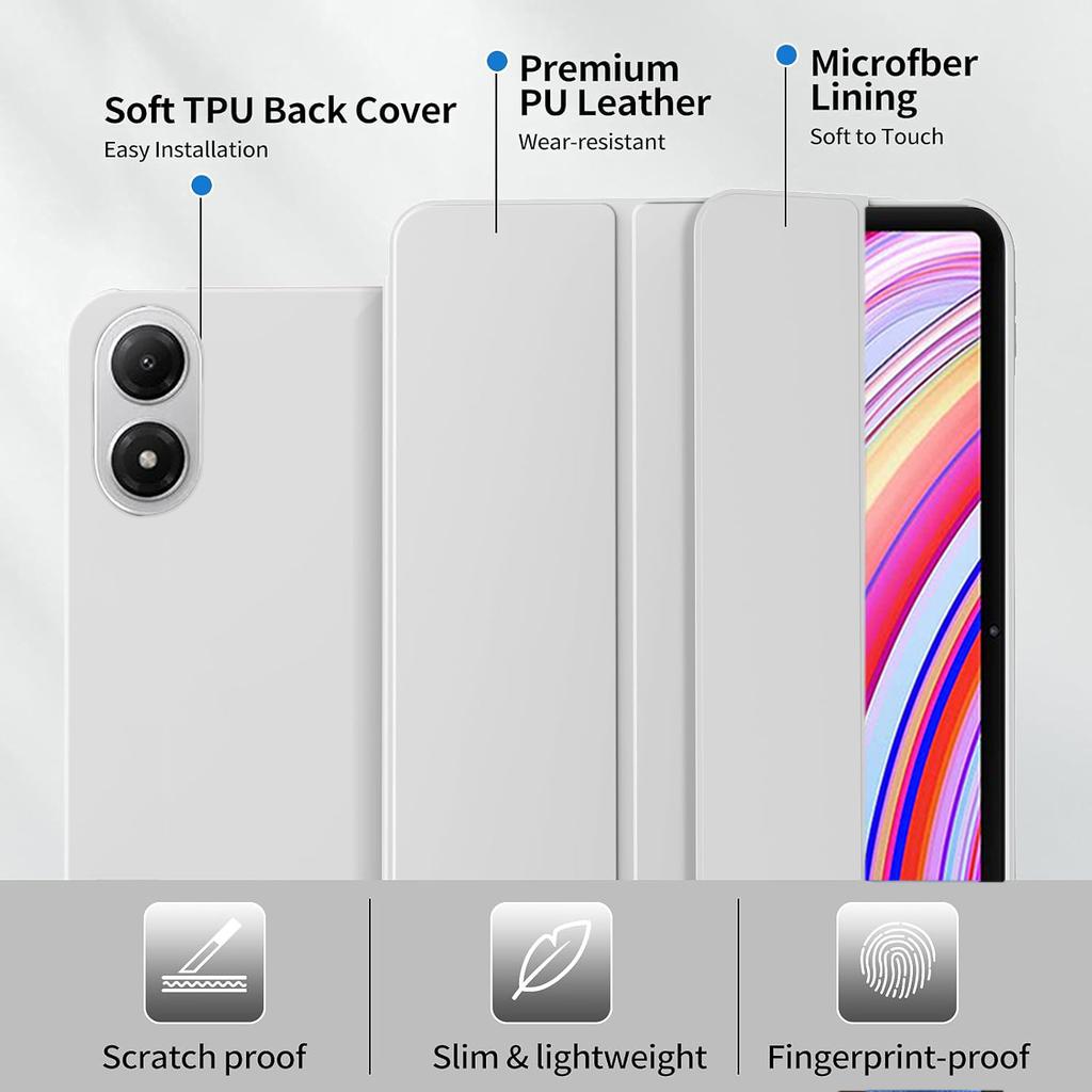Чехол-книжка с тройным сгибом для Xiaomi Redmi Pad 2 Pro 12.1 дюйма, магнитная подставка, защитная обложка из ПУ-кожи, автоматический сон/пробуждение