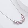 HENGSHENG 6-7mm Pearl White Pink Purple Smile Chain 925 Sterling Silver Fine Cute Fashion Pendant Necklace Women Girls Jewelry