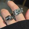 Корейское ретро нерегулярное металлическое открытое кольцо с буквами для женщин