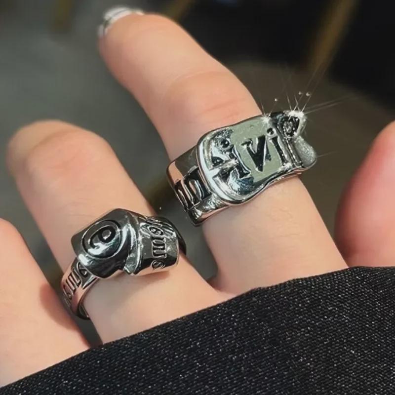 Корейское ретро нерегулярное металлическое открытое кольцо с буквами для женщин