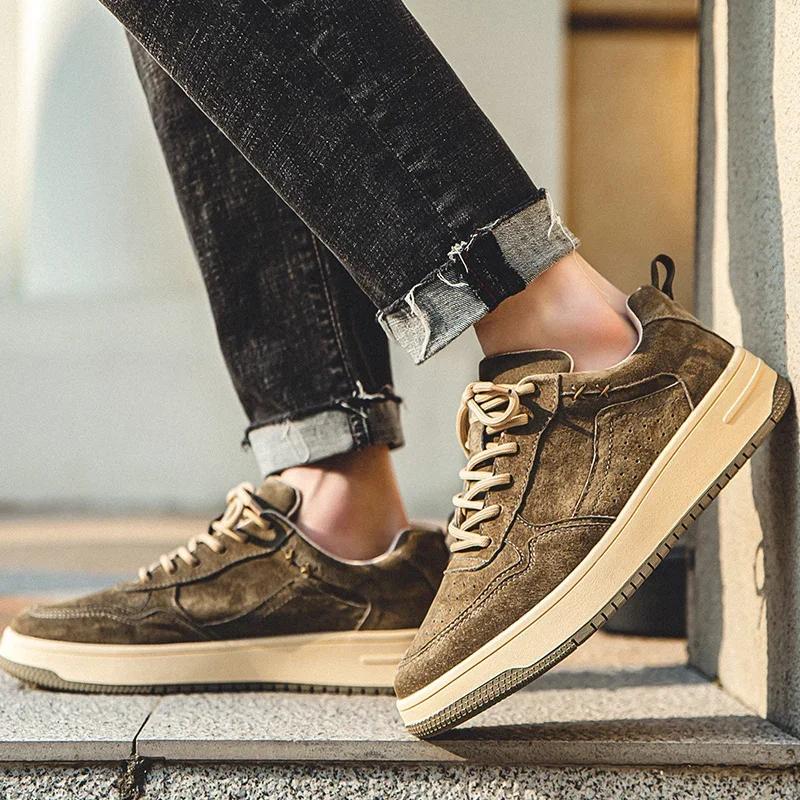 New Trend Casual Leather Shoes Breathable Mens Vulcanized Sneakers Tenis Luxury Trainers Comfy Man Walking Running Jogging Shoes