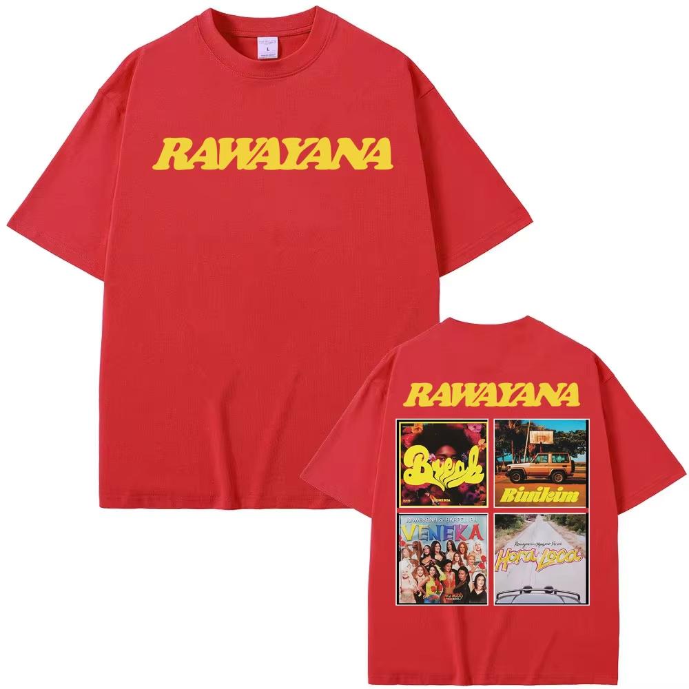 Футболка с обложкой альбома Rawayana Tour для мужчин и женщин Harajuku Hip Hop High Street Хлопковый комфорт Оверсайз футболка