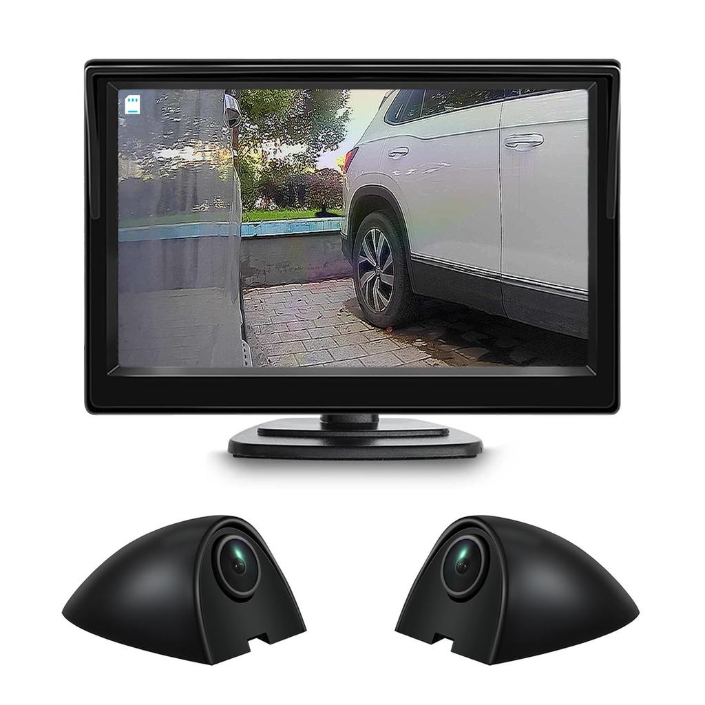 Монитор Antion 5 дюймов, комплект из 2 боковых камер, AHD1080P, IPS ЖК-монитор, Зеркало заднего вида,