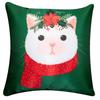 Decorative Merry Christmas Satin Cushion Cover 20 Inch x 20 Inch Set of 5, 20X20 Cushion Cover, Cute Festive Animal