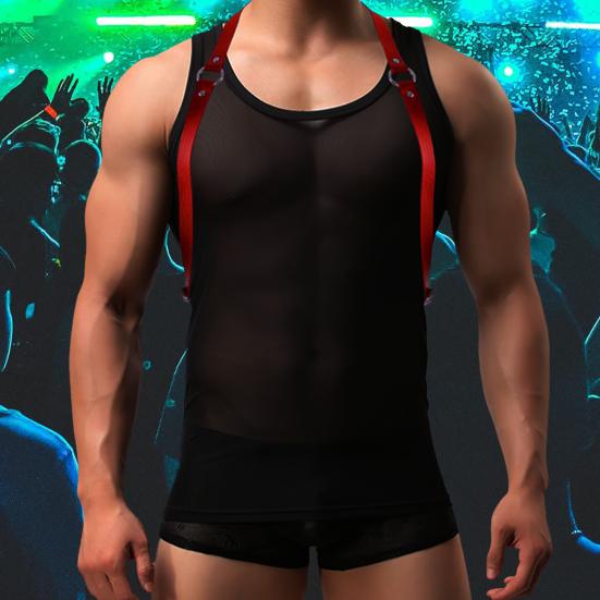 Men Women Punk Belt Punk Style Adjustable Faux Leather Harness with Buckled Straps Clothing Accessory